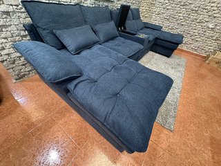 Sofá Chaise Longue Azul con Posavasos