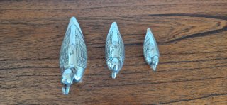 Set 3 Patos Decorativos Metal Plateado