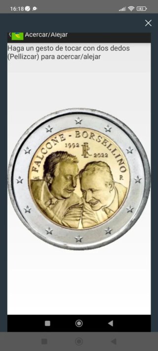 Moneda 2€ Italia Falcone Borsellino 1992-2022