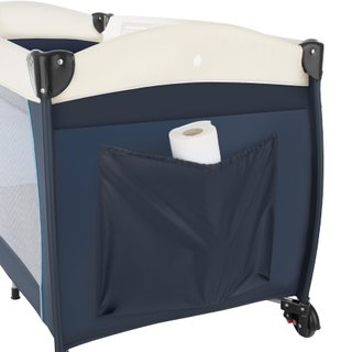 Cuna de viaje con cambiador y bolsa, 132 x 75 x 104 cm, azul