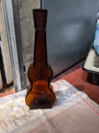 Botella Vintage Vidrio Forma Guitarra