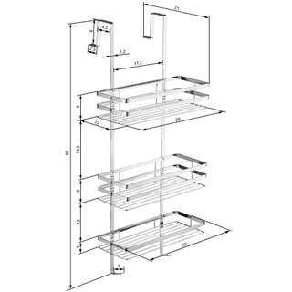 Estantería para baño acero inoxidable con 3 baldas para colgar plata