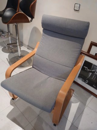Mecedora Ikea Madera y Tela Beige