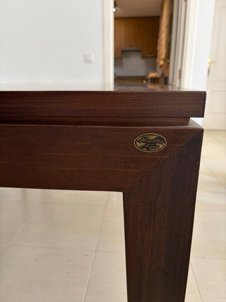 Mesa comedor madera con 4 sillas tela