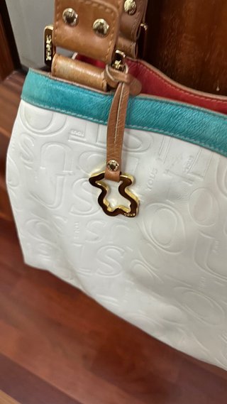 Bolso Tous Piel Beige y Turquesa