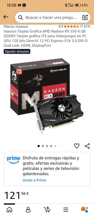 Tarjeta Gráfica RX 550 4GB