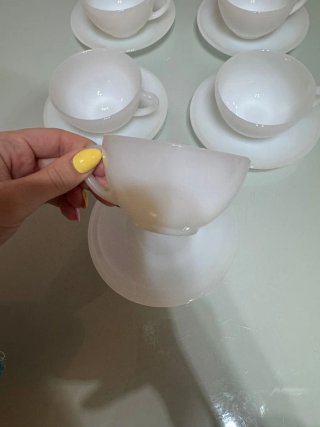 5 Tazas y Platitos Duralex Blancos