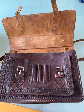 Maletín Cuero Artesano Vintage 38cm