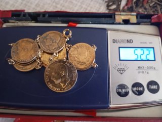 Pulsera de monedas . Más de 50 gramos de plata