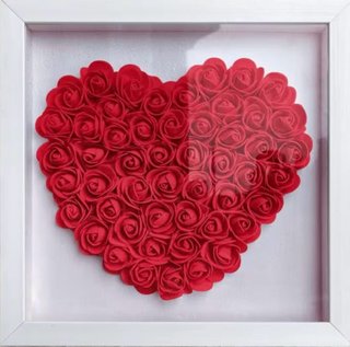 Cuadro Corazón Flores Rojas