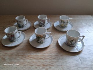 Juego de 6 tazas de café de porcelana