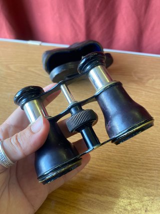 Prismáticos antiguos con funda