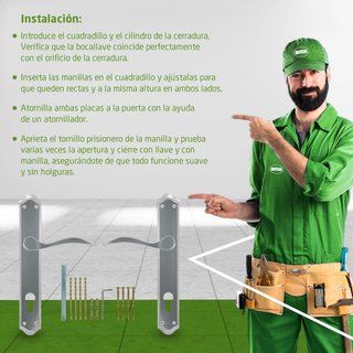 Amig manillas puerta placa aluminio cromado