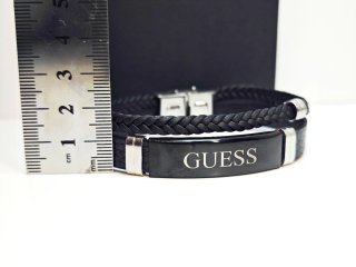 Pulsera Guess Hombre Cuero Trenzado Negro