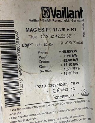 REPUESTOS DE CALDERA VAILLANT MAG 11-2/0 H R1