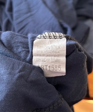 T-L Blusa larga azul con mangas doradas
