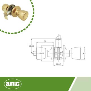 Amig pomo puerta latón dorado llave