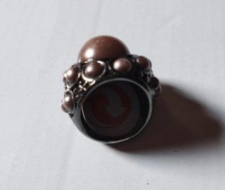 Anillo Vintage Marrón y Plateado Talla 17