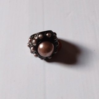 Anillo Vintage Marrón y Plateado Talla 17