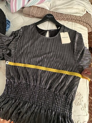 Vestido Modström negro/plateado talla S