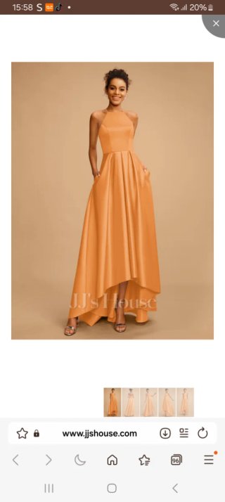 Vestido de fiesta naranja asimétrico