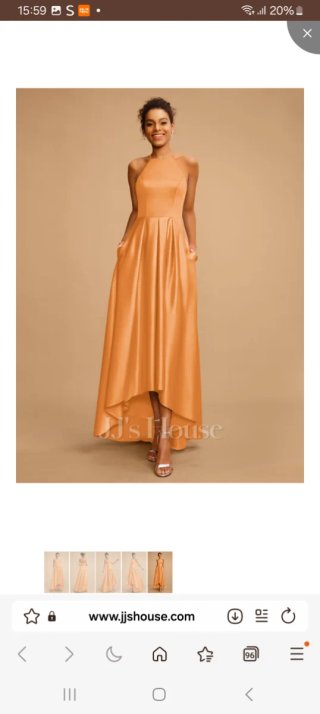 Vestido de fiesta naranja asimétrico