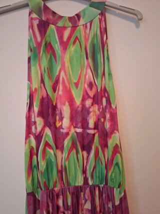 Vestido largo estampado morado y verde