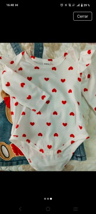 Peto vaquero con body de corazones de 1 a 3 meses