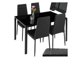 Mesa Comedor Negra Cristal y Metal