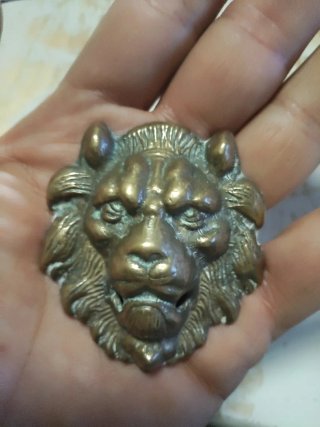 Tirador antiguo bronce cabeza león vintage S. XIX
