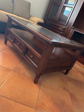 Mesa de centro madera maciza caoba vintage