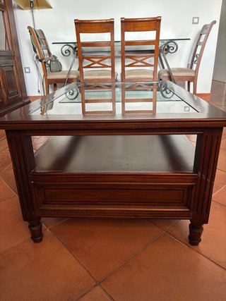 Mesa de centro madera maciza caoba vintage