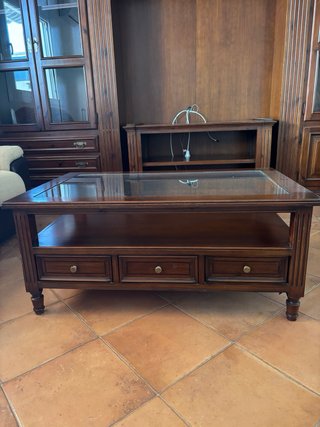 Mesa de centro madera maciza caoba vintage
