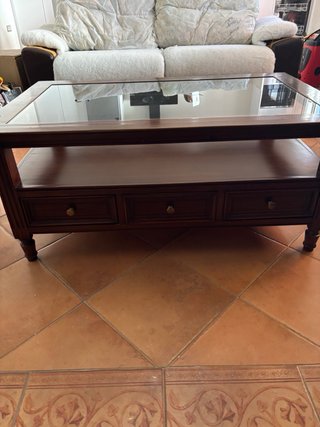 Mesa de centro madera maciza caoba vintage