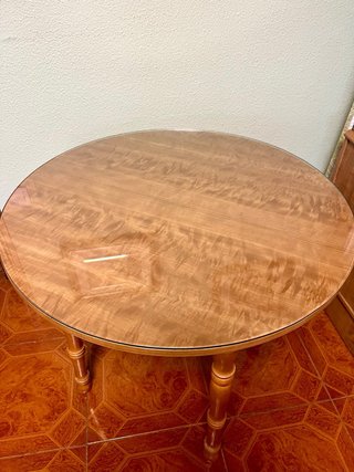 Mesa redonda madera y cristal Extensible