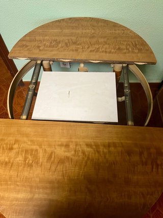 Mesa redonda madera y cristal Extensible