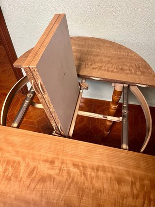 Mesa redonda madera y cristal Extensible
