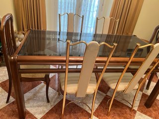 Mesa madera y cristal con 6 sillas