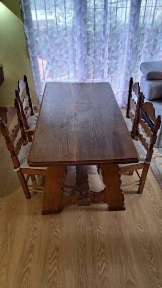 Mesa comedor rústica con 6 sillas madera