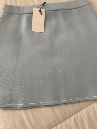 Falda mini punto Zara azul