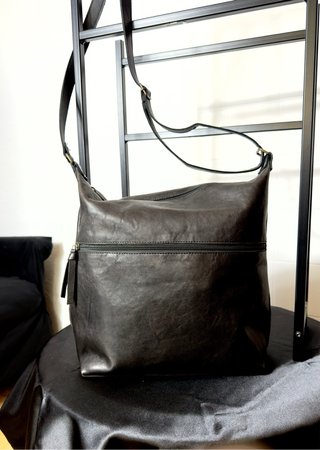 Bolso Piel Artesanal Negro Unisex