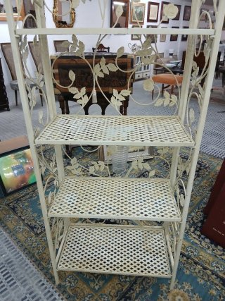 Scaffale in Ferro Forgiato Beige e Dorato