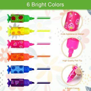 36 Mini evidenziatori fluorescenti in 6 colori