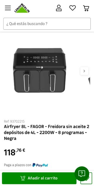 Freidora Aire Fagor Doble 8L Nueva
