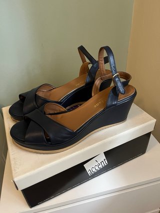 Sandali con zeppa blu donna