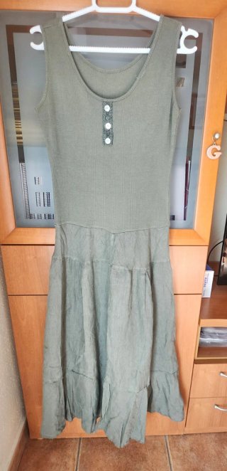 Vestido largo mujer sin mangas verde T.M
