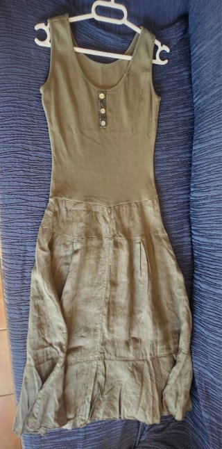 Vestido largo mujer sin mangas verde T.M
