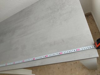 Mesa de comedor/escritorio gris cemento y blanca