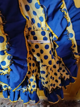 Traje Flamenca Azul y Amarillo Talla 42/ 44