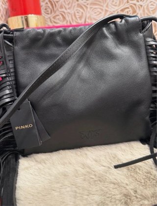 Borsa Pinko Nera con Frange e Catena Nuova